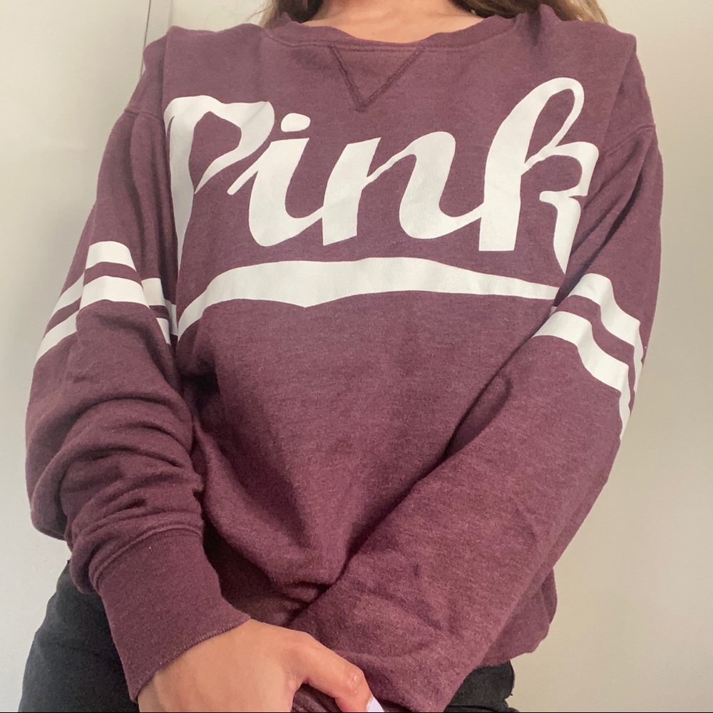 PINK Maroon Varsity Crewneck